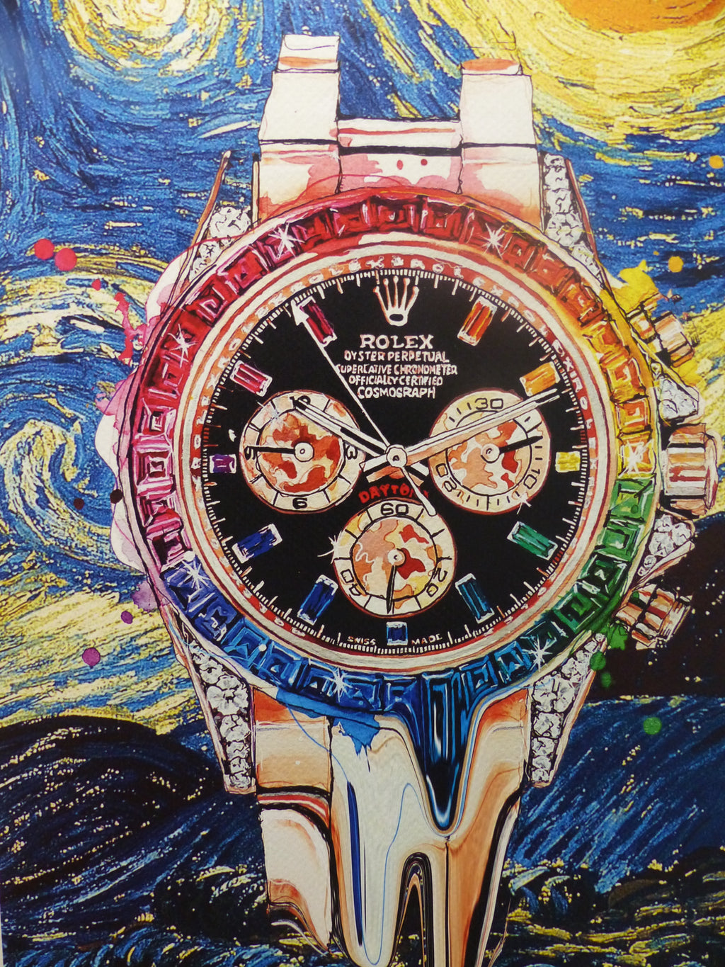 DEATH NYC "GERAHMT" Lithografie ltd.Edit. of 100 "ROLEX Clock" 3D Siegel COA
