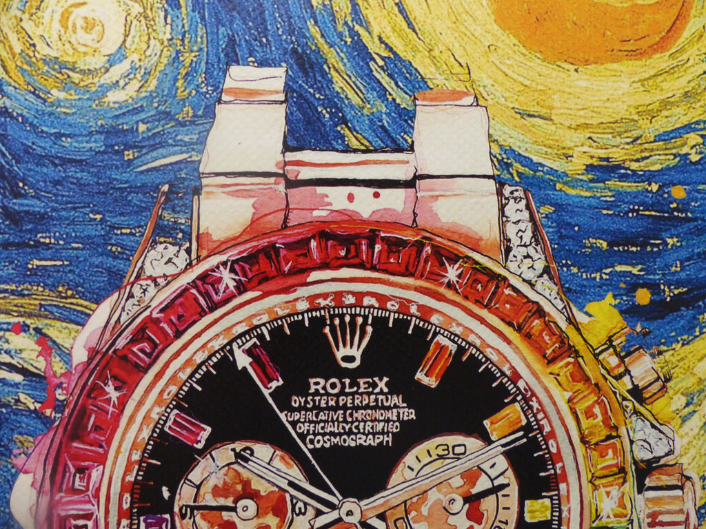 DEATH NYC "GERAHMT" Lithografie ltd.Edit. of 100 "ROLEX Clock" 3D Siegel COA