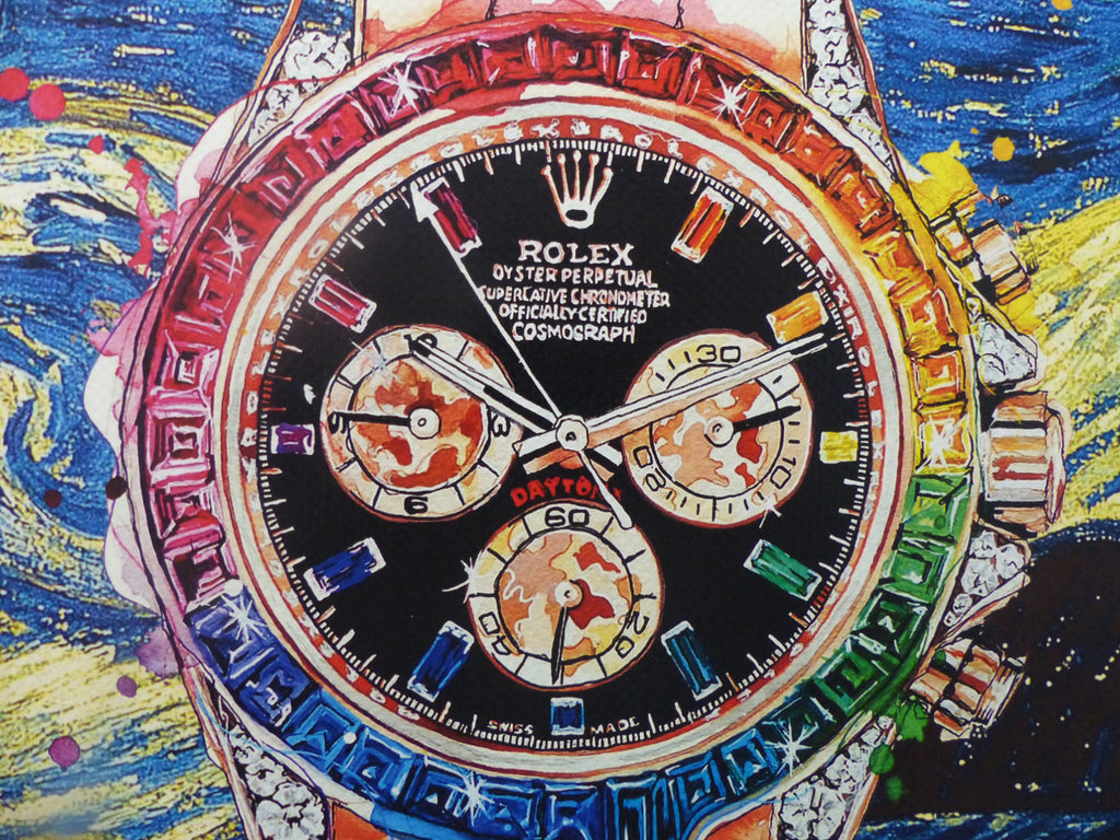 DEATH NYC "GERAHMT" Lithografie ltd.Edit. of 100 "ROLEX Clock" 3D Siegel COA