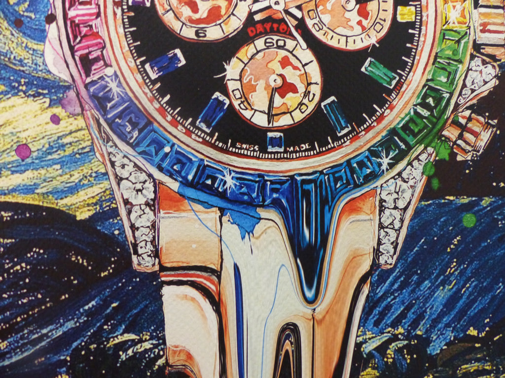 DEATH NYC "GERAHMT" Lithografie ltd.Edit. of 100 "ROLEX Clock" 3D Siegel COA