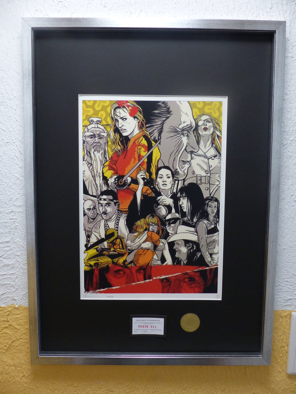 DEATH NYC "GERAHMT" Lithografie ltd.Edit. of 100 "Kill Bill" 3D Siegel COA