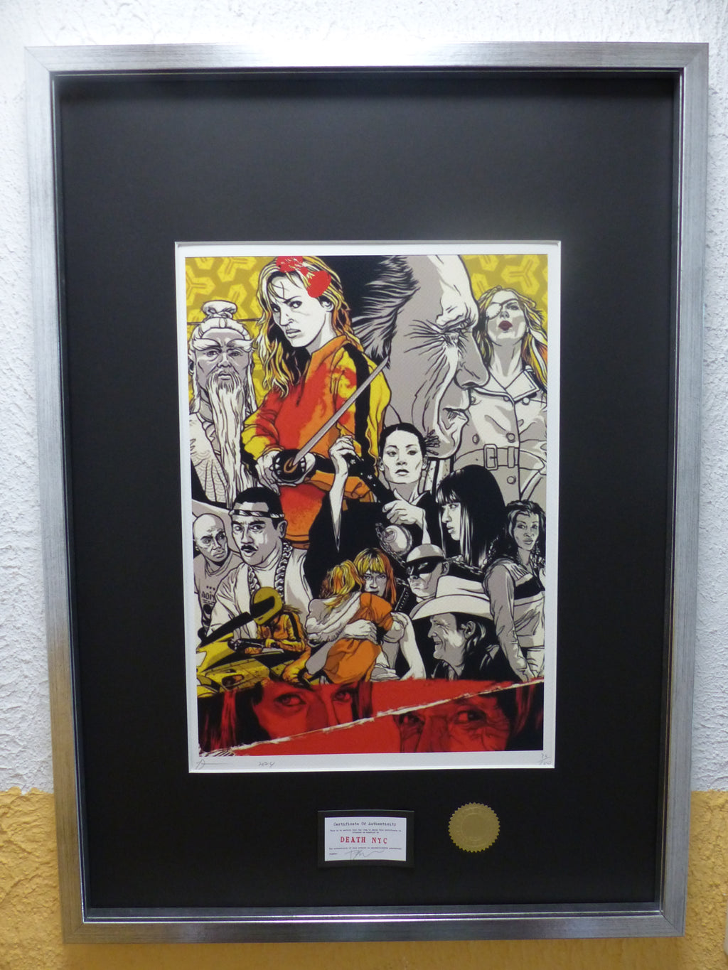 DEATH NYC "GERAHMT" Lithografie ltd.Edit. of 100 "Kill Bill" 3D Siegel COA