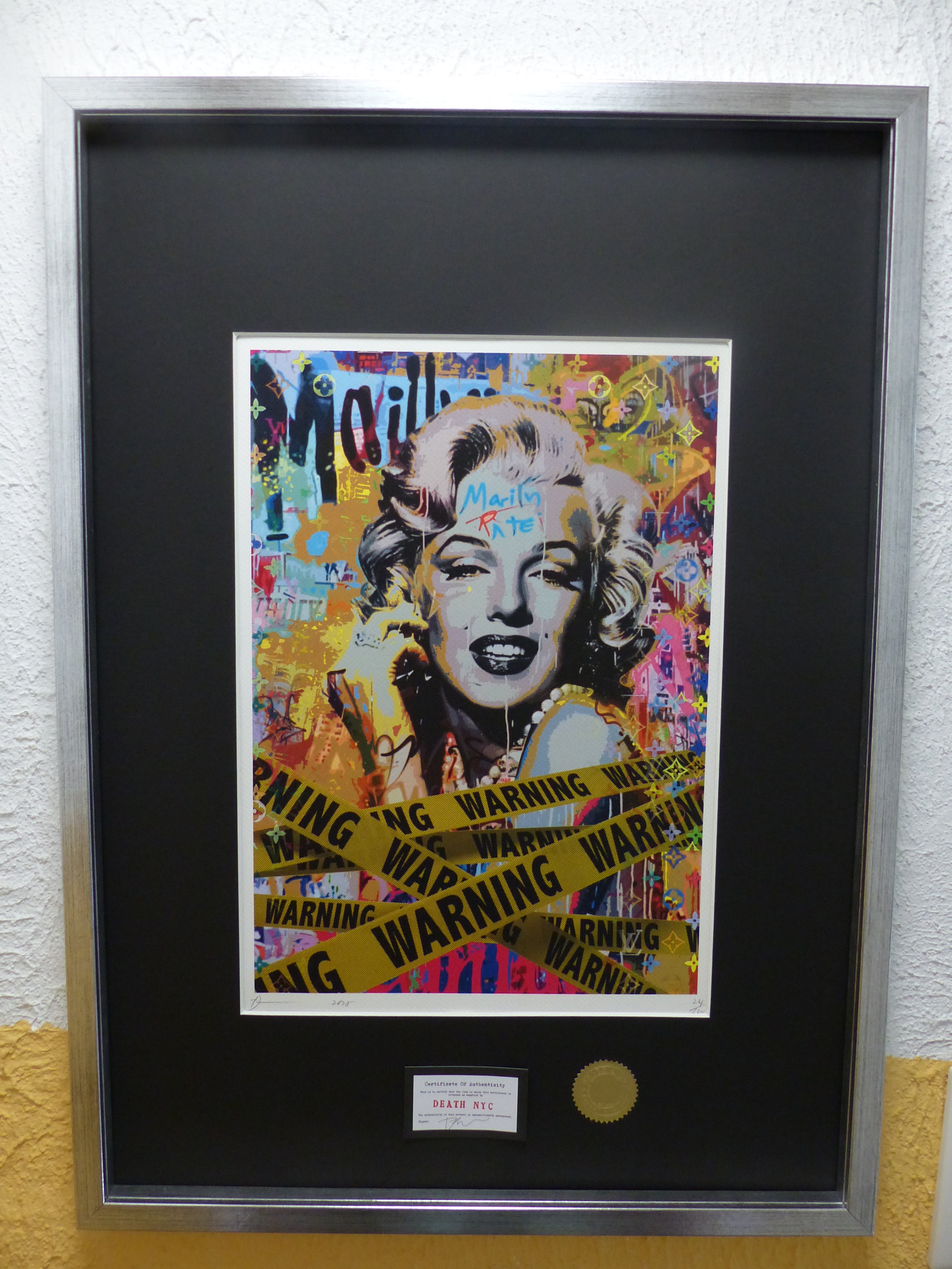 DEATH NYC "GERAHMT" Lithografie ltd.Edit. of 120 "Marilyn Warning" 3D Siegel COA