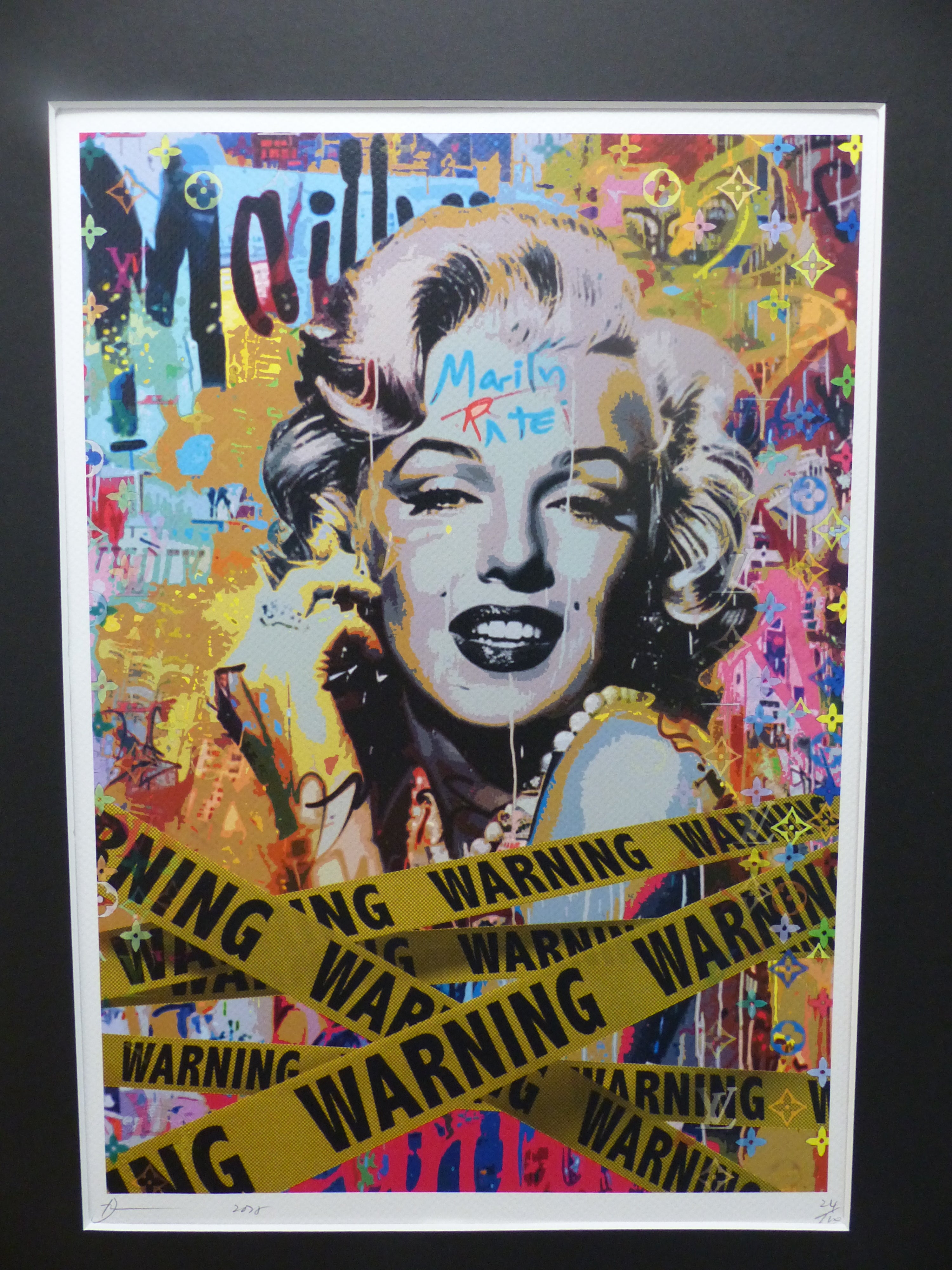 DEATH NYC "GERAHMT" Lithografie ltd.Edit. of 120 "Marilyn Warning" 3D Siegel COA