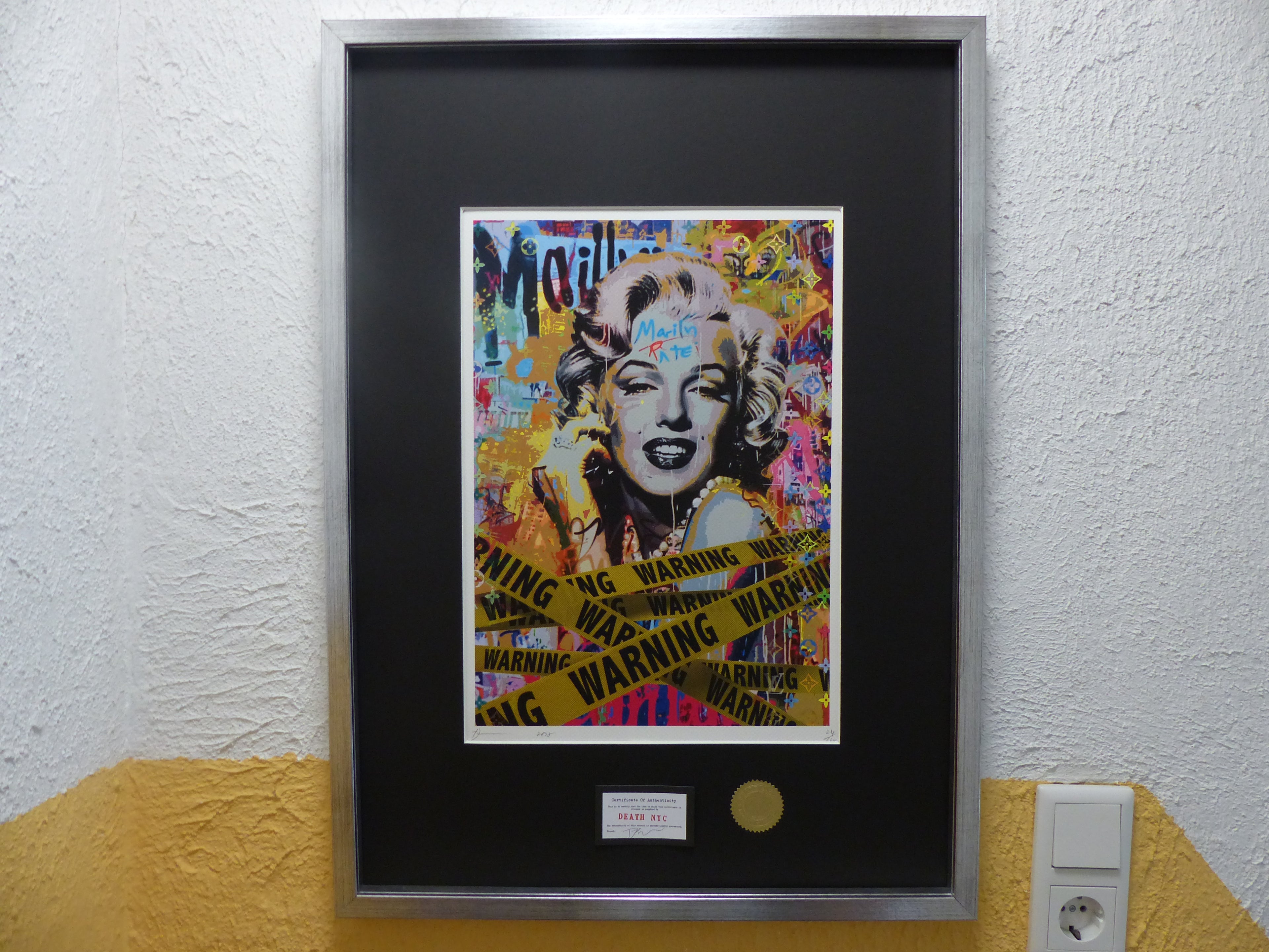DEATH NYC "GERAHMT" Lithografie ltd.Edit. of 120 "Marilyn Warning" 3D Siegel COA