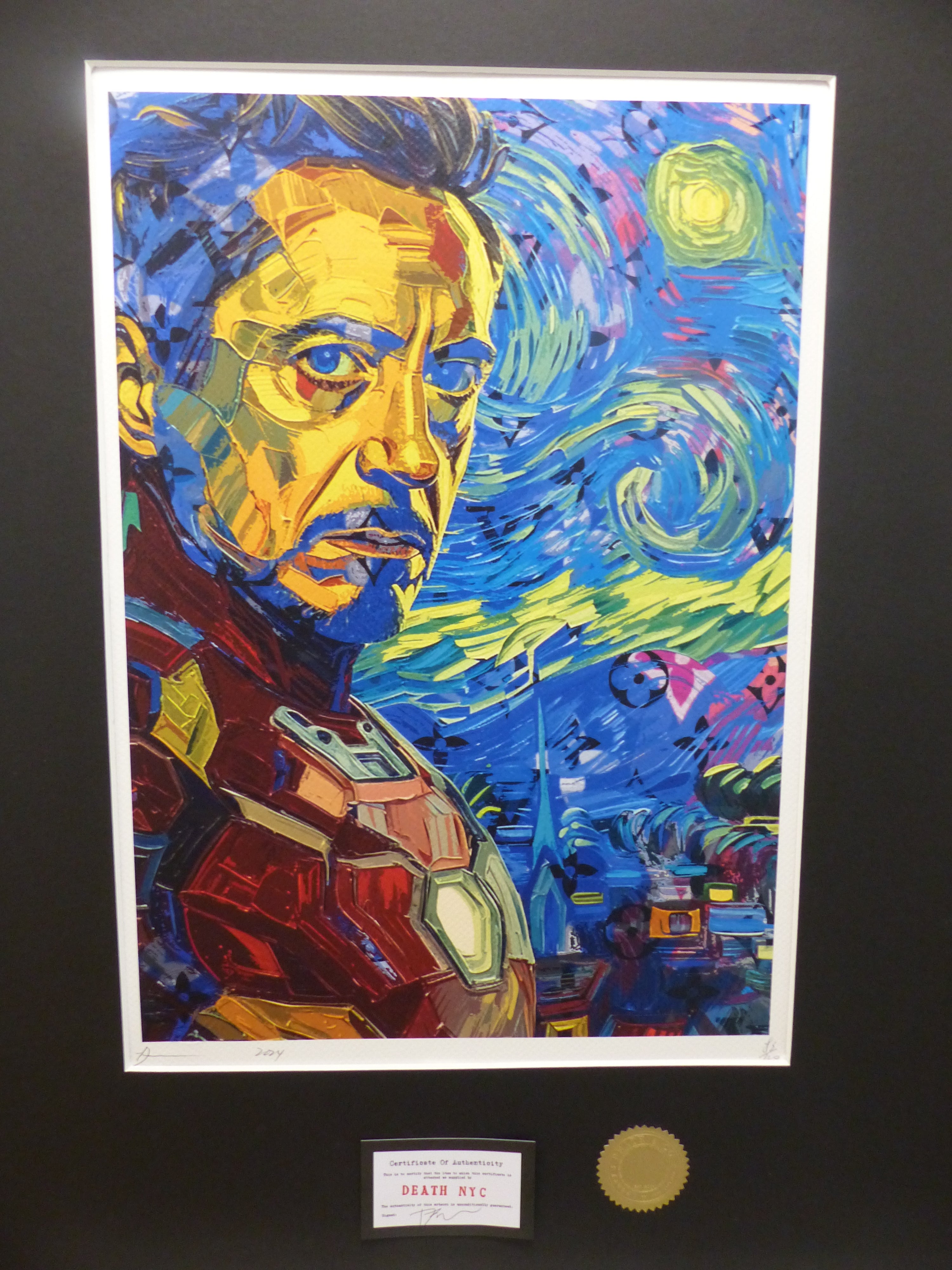 DEATH NYC "GERAHMT" Lithografie ltd.Edit. of 120 "IRON MAN" 3D Siegel COA