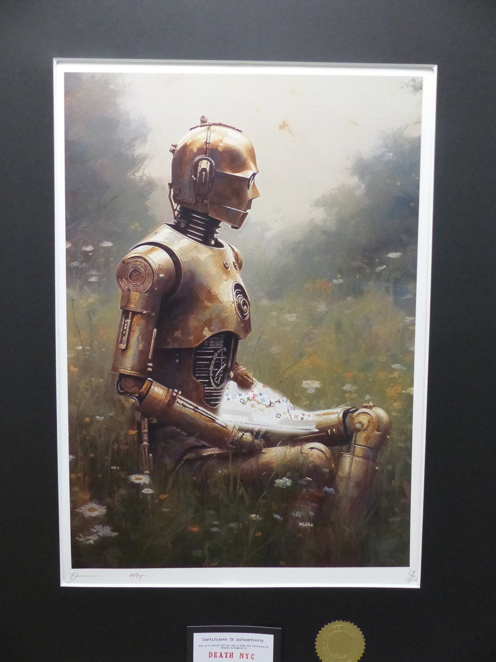 DEATH NYC "GERAHMT" Lithografie ltd.Edit. of 100 "Star Wars C-3PO" 3D Siegel COA