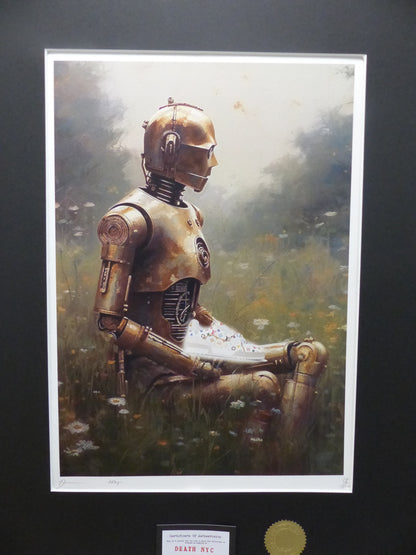 DEATH NYC "GERAHMT" Lithografie ltd.Edit. of 100 "Star Wars C-3PO" 3D Siegel COA