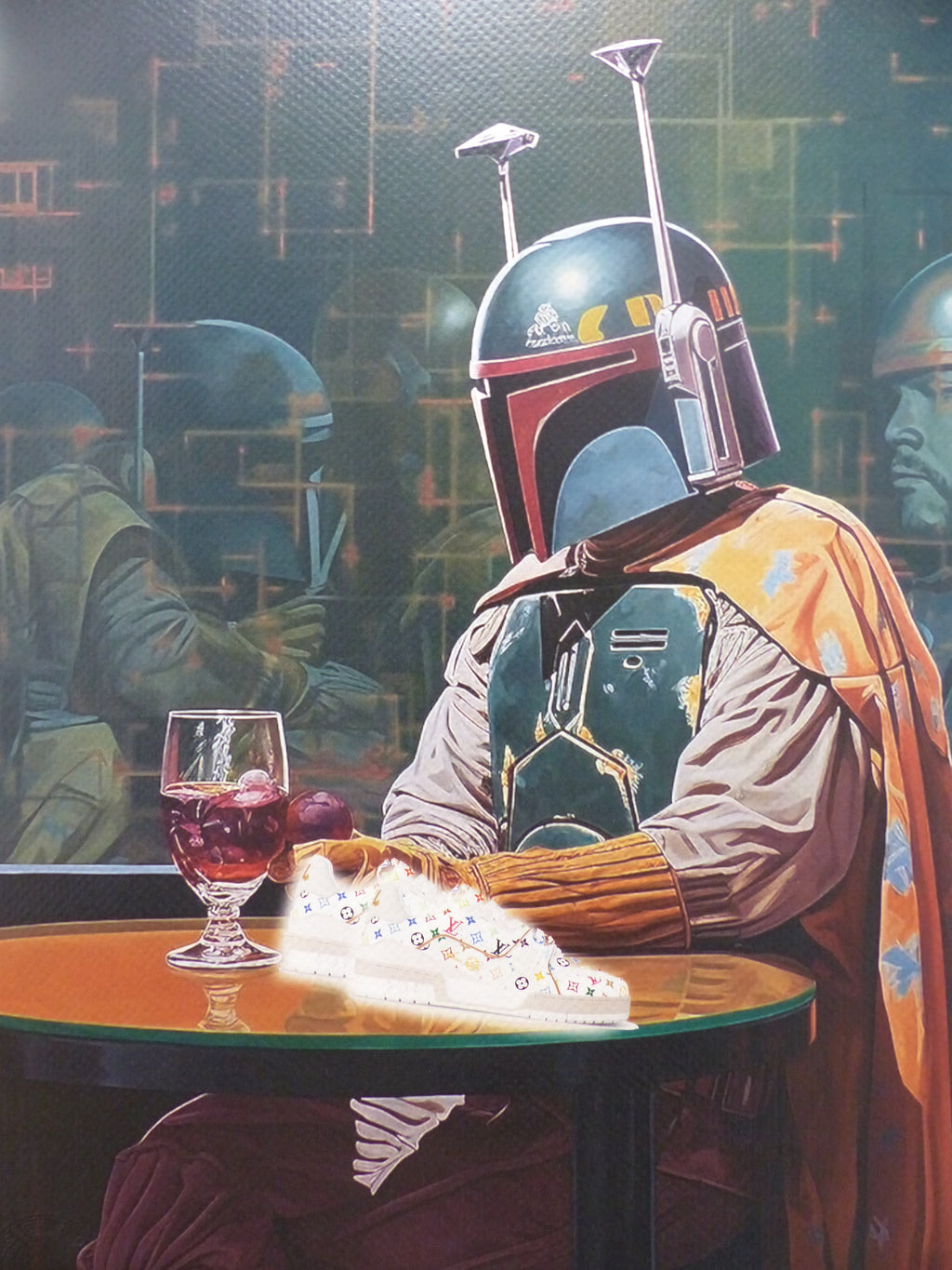 DEATH NYC "GERAHMT" Lithografie ltd.Edit. of 100 "Mandalorian Star Wars" 3D Siegel COA