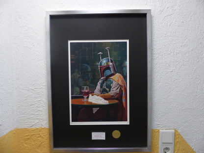 DEATH NYC "GERAHMT" Lithografie ltd.Edit. of 100 "Mandalorian Star Wars" 3D Siegel COA