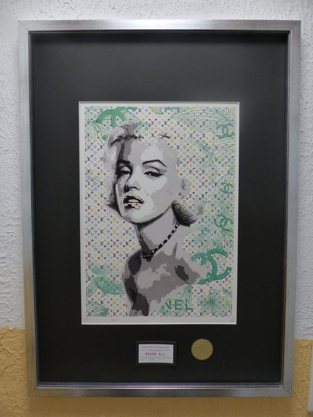 DEATH NYC "GERAHMT" Lithografie ltd.Edit. of 100 "Marilyn Monroe" 3D Siegel COA