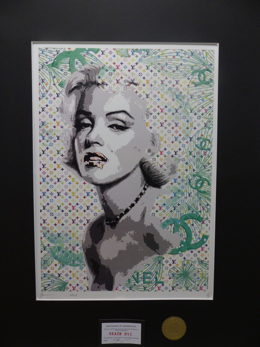 DEATH NYC "GERAHMT" Lithografie ltd.Edit. of 100 "Marilyn Monroe" 3D Siegel COA