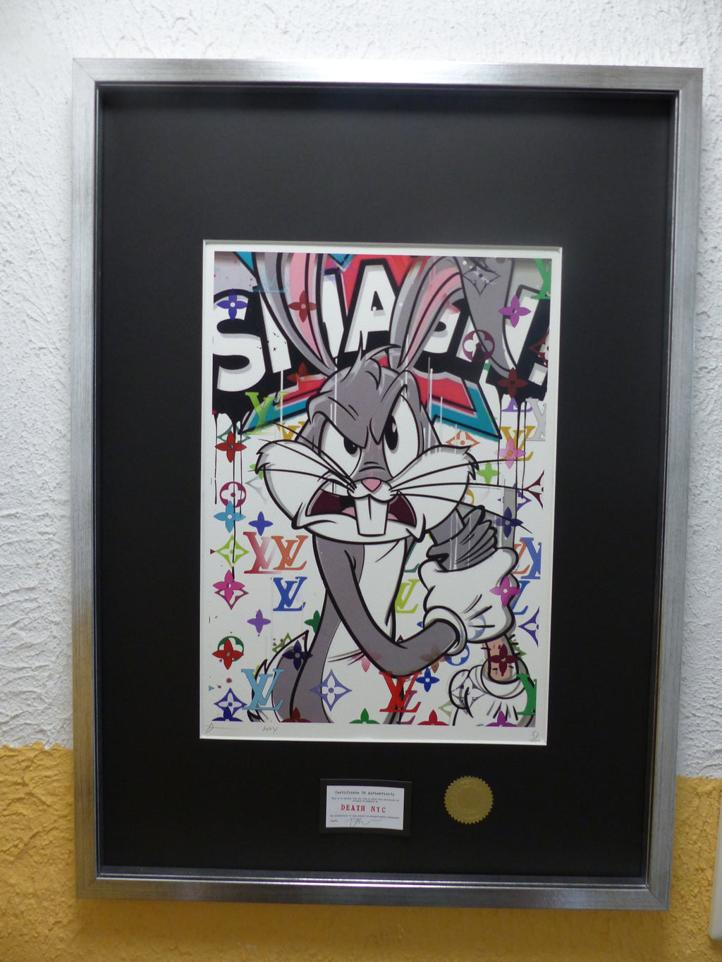 DEATH NYC "GERAHMT" Lithografie ltd.Edit. of 100 "Bugs Bunny" 3D Siegel COA