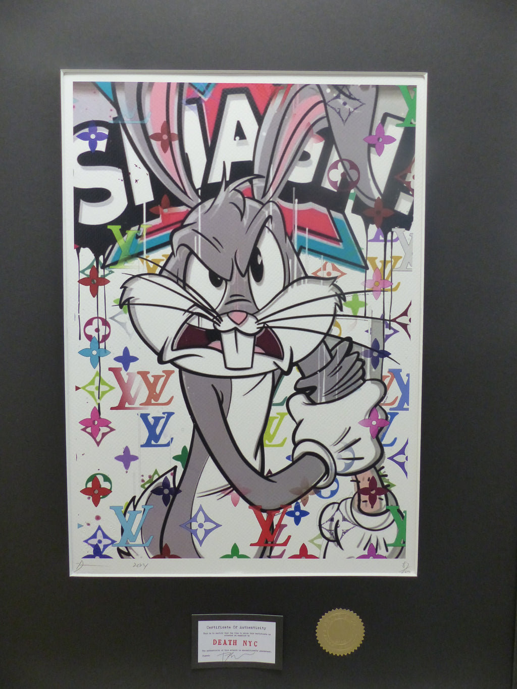 DEATH NYC "GERAHMT" Lithografie ltd.Edit. of 100 "Bugs Bunny" 3D Siegel COA