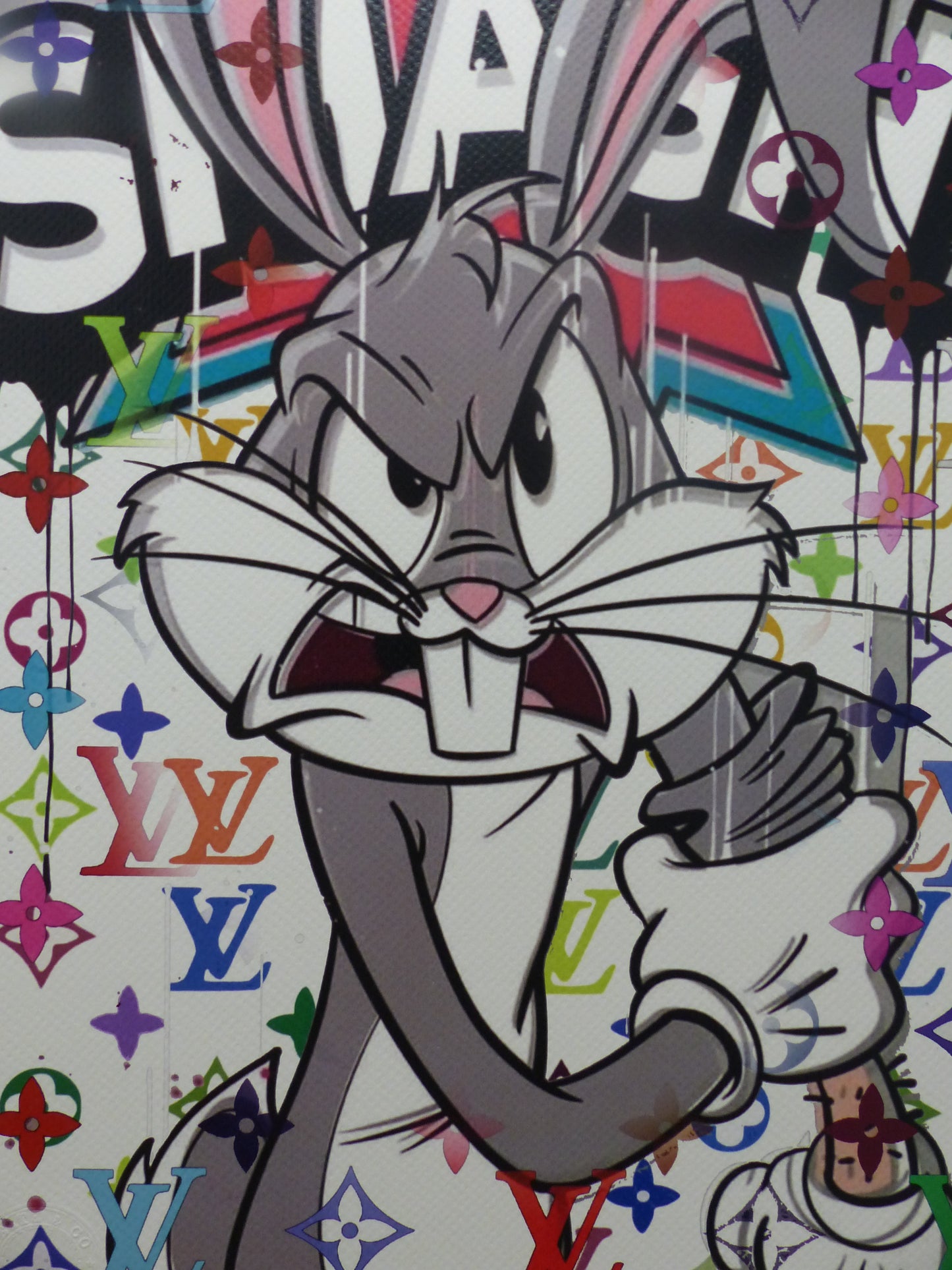 DEATH NYC "GERAHMT" Lithografie ltd.Edit. of 100 "Bugs Bunny" 3D Siegel COA