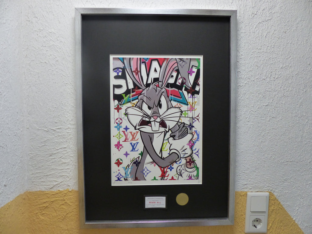DEATH NYC "GERAHMT" Lithografie ltd.Edit. of 100 "Bugs Bunny" 3D Siegel COA