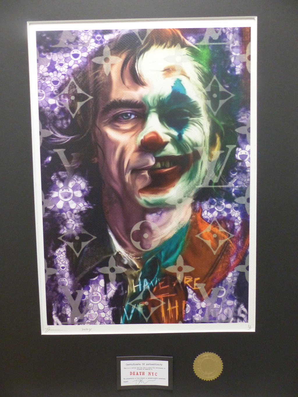 DEATH NYC "GERAHMT" Lithografie ltd.Edit. of 100 "JOKER" 3D Siegel COA