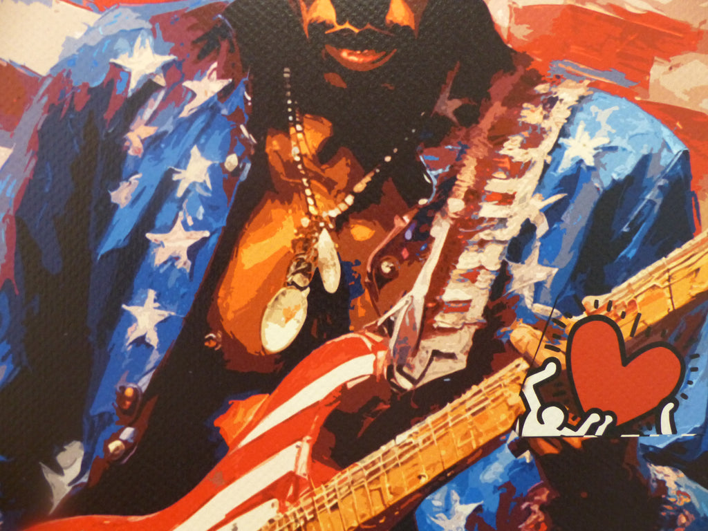 DEATH NYC "GERAHMT" Lithografie ltd.Edit. of 100 "Jimi Hendrix" 3D Siegel COA