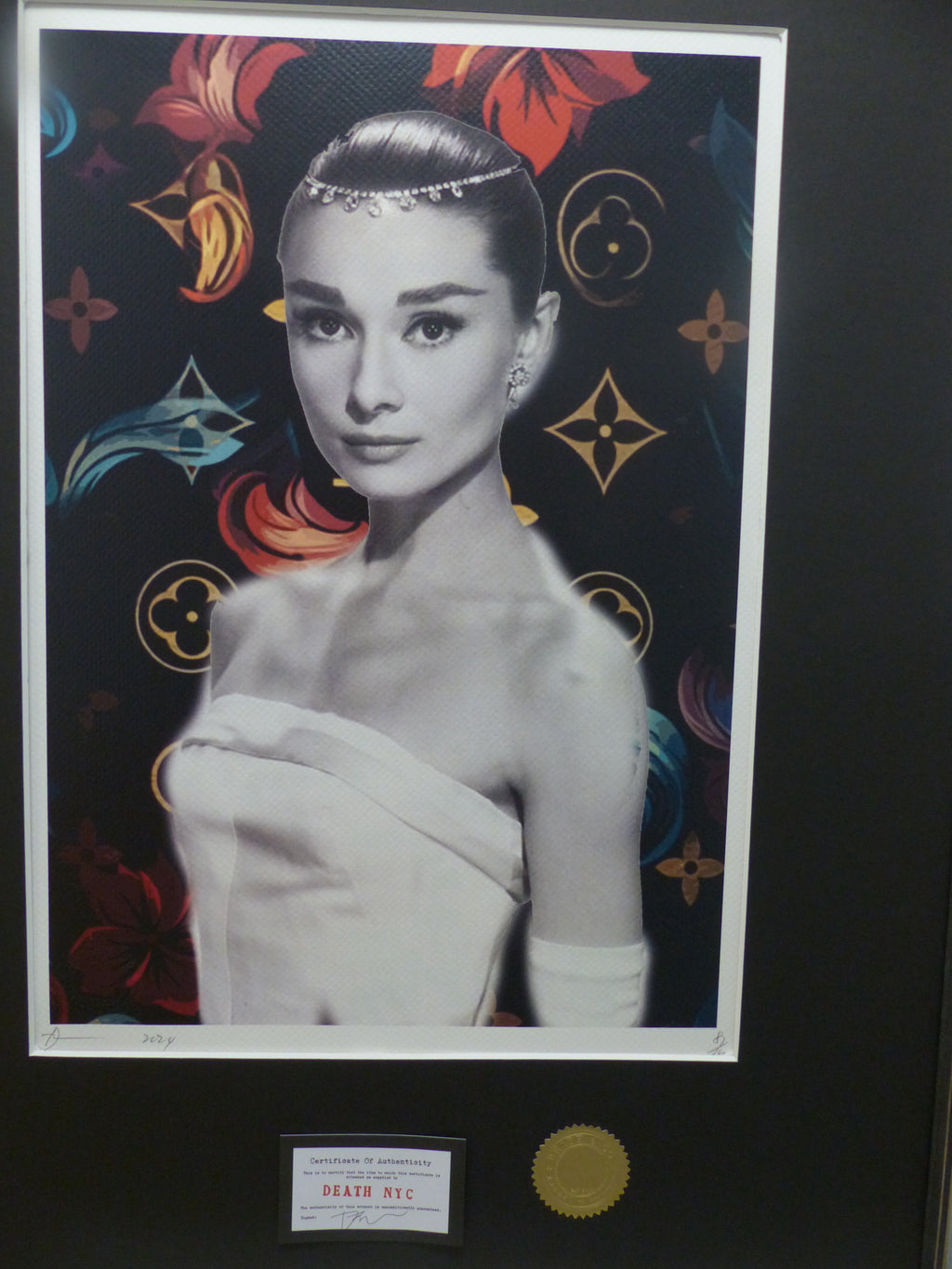 DEATH NYC "GERAHMT" Lithografie ltd.Edit. of 100 "Audrey Heburn " 3D Siegel COA