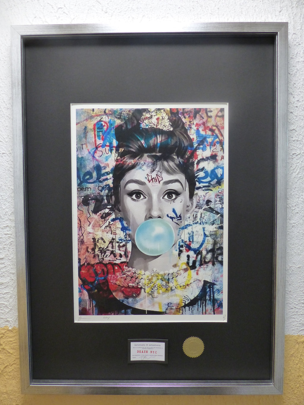 DEATH NYC "GERAHMT" Lithografie ltd.Edit. of 100 "Audrey Heburn I" 3D Siegel COA