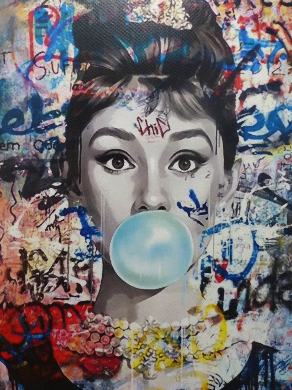 DEATH NYC "GERAHMT" Lithografie ltd.Edit. of 100 "Audrey Heburn I" 3D Siegel COA