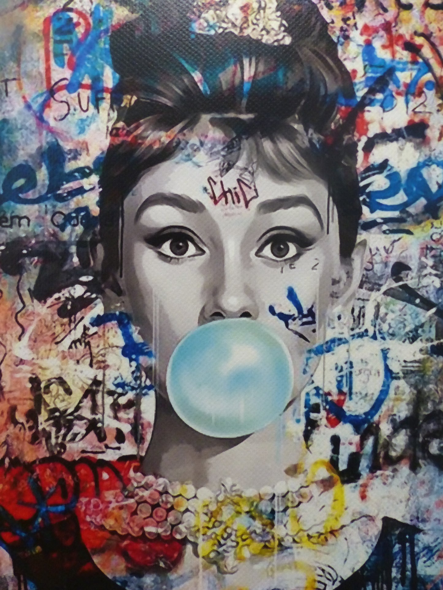 DEATH NYC "GERAHMT" Lithografie ltd.Edit. of 100 "Audrey Heburn I" 3D Siegel COA