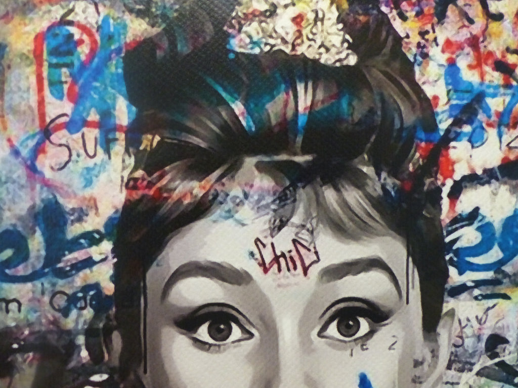DEATH NYC "GERAHMT" Lithografie ltd.Edit. of 100 "Audrey Heburn I" 3D Siegel COA