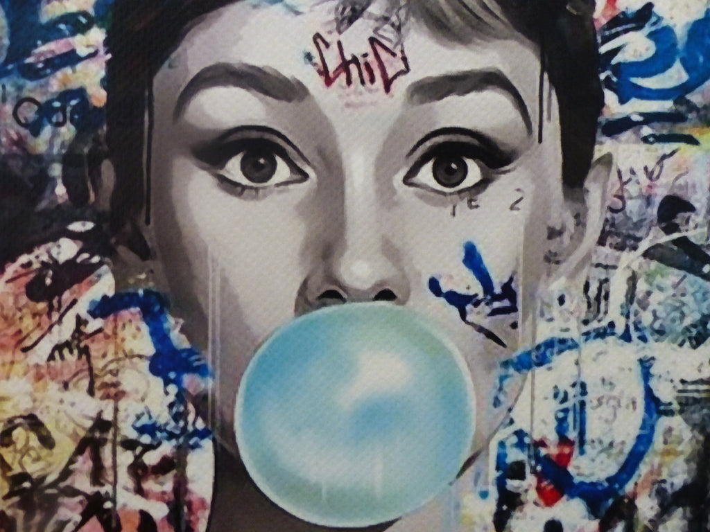 DEATH NYC "GERAHMT" Lithografie ltd.Edit. of 100 "Audrey Heburn I" 3D Siegel COA
