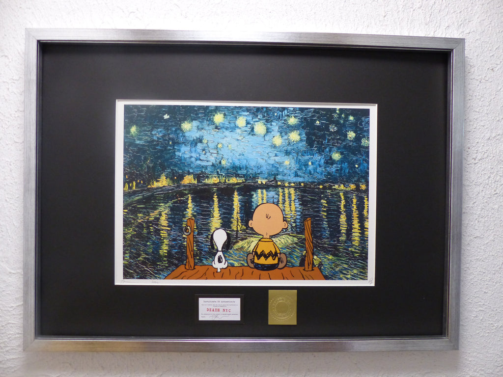 DEATH NYC "GERAHMT" Lithografie ltd.Edit. of 100 "Snoopy Charly" 3D Siegel COA