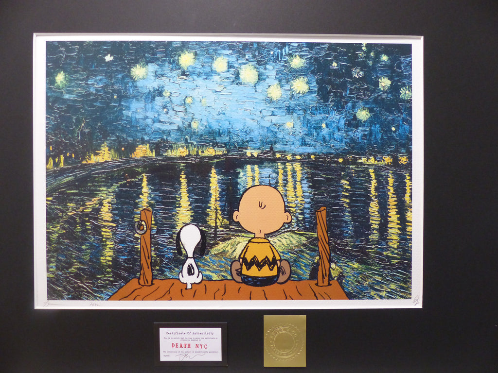 DEATH NYC "GERAHMT" Lithografie ltd.Edit. of 100 "Snoopy Charly" 3D Siegel COA