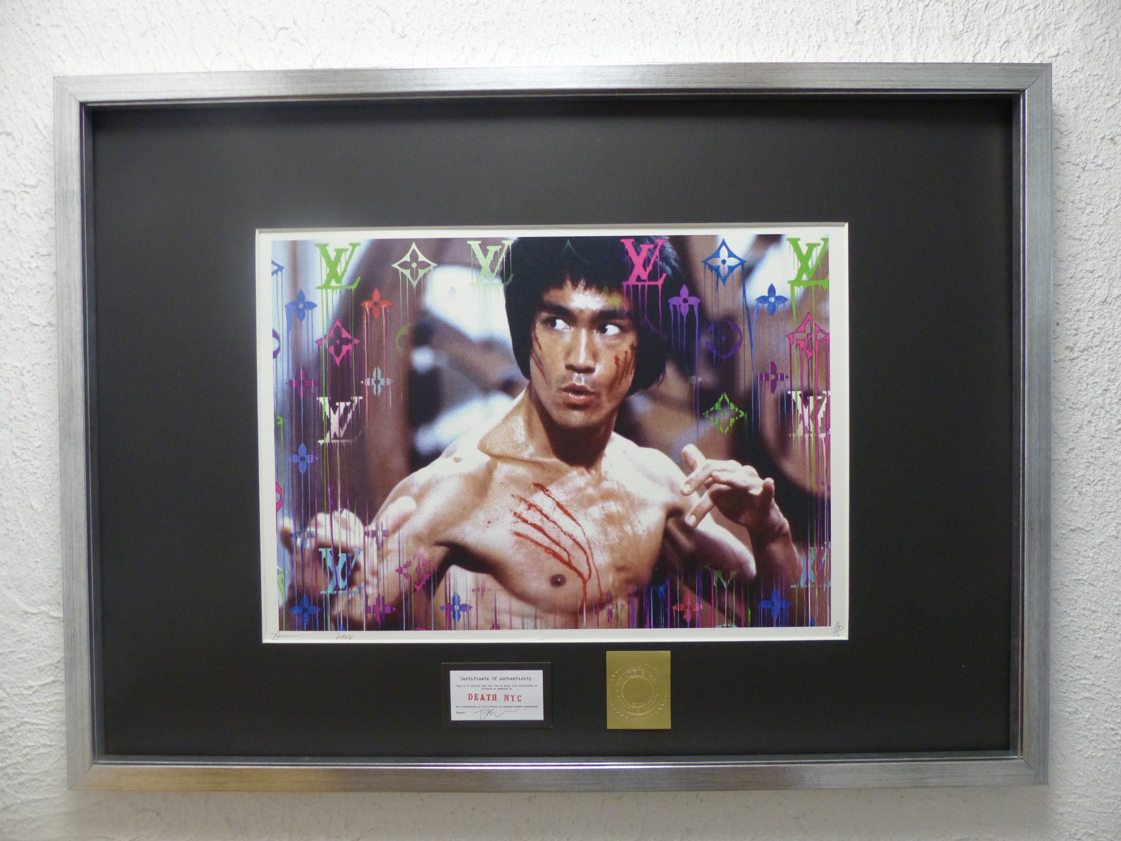 DEATH NYC "GERAHMT" Lithografie ltd.Edition of 100 "BRUCE LEE" 3D Siegel COA
