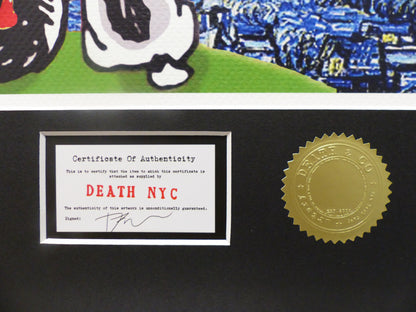 DEATH NYC gerahmte Lithografie ltd edit of 120 "Snoopy Charly with van Gogh background" 3D Siegel COA Zertifikat