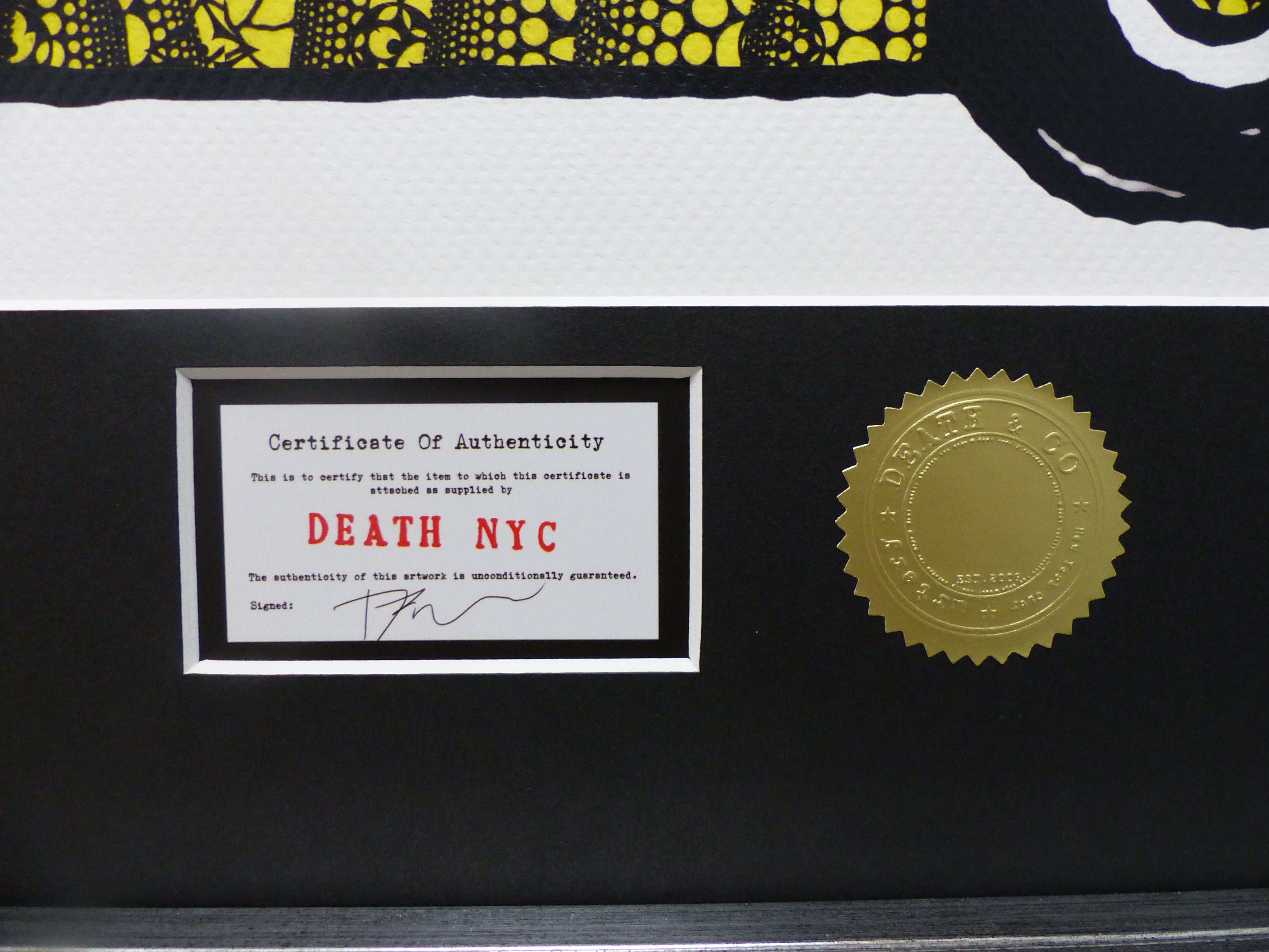 DEATH NYC gerahmte Lithografie ltd edit of 120 "Snoopy Car" 3D Siegel COA Zertifikat