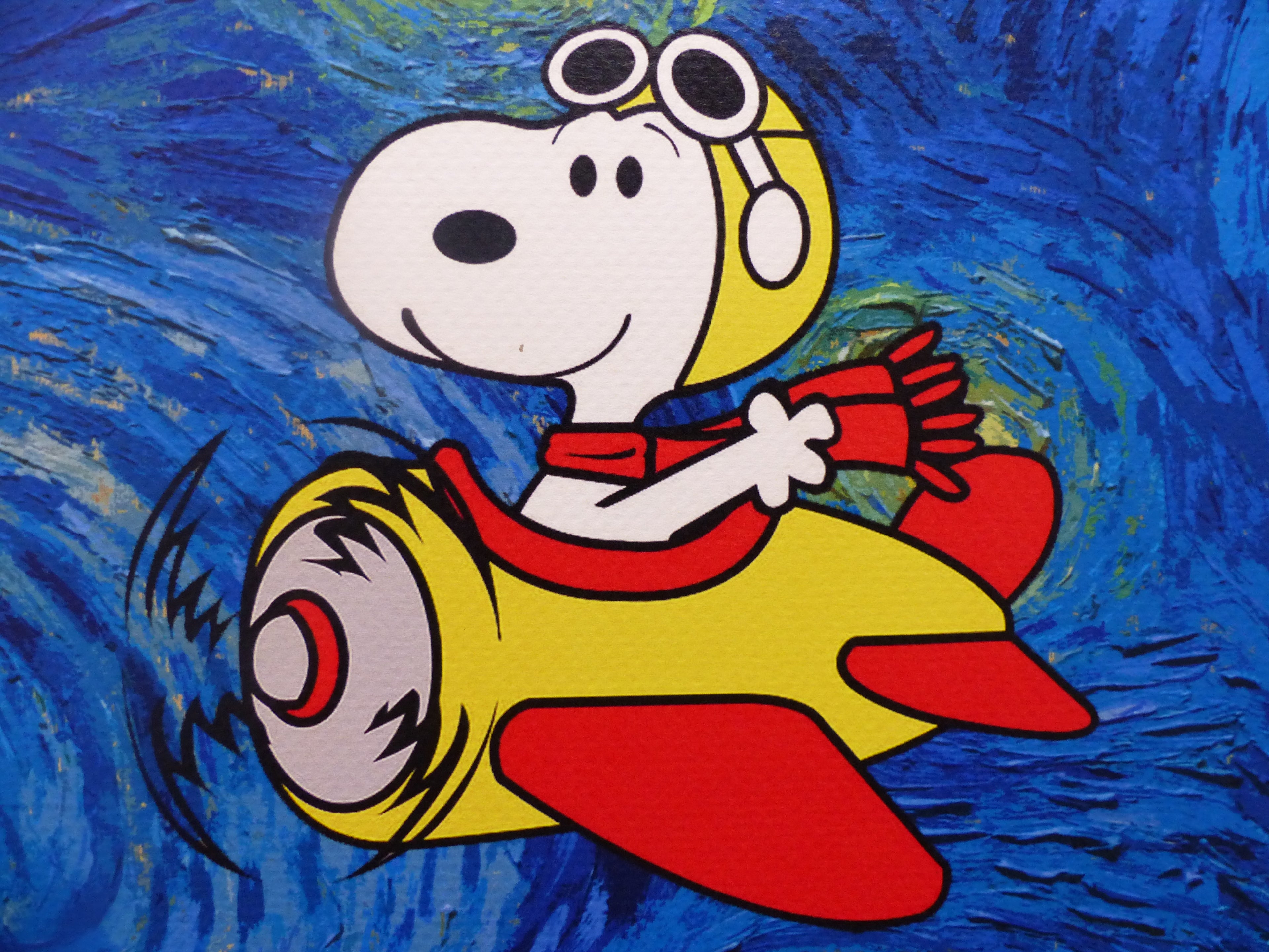 DEATH NYC gerahmte Lithografie ltd edit of 120 "Flying Snoopy" 3D Siegel COA Zertifikat