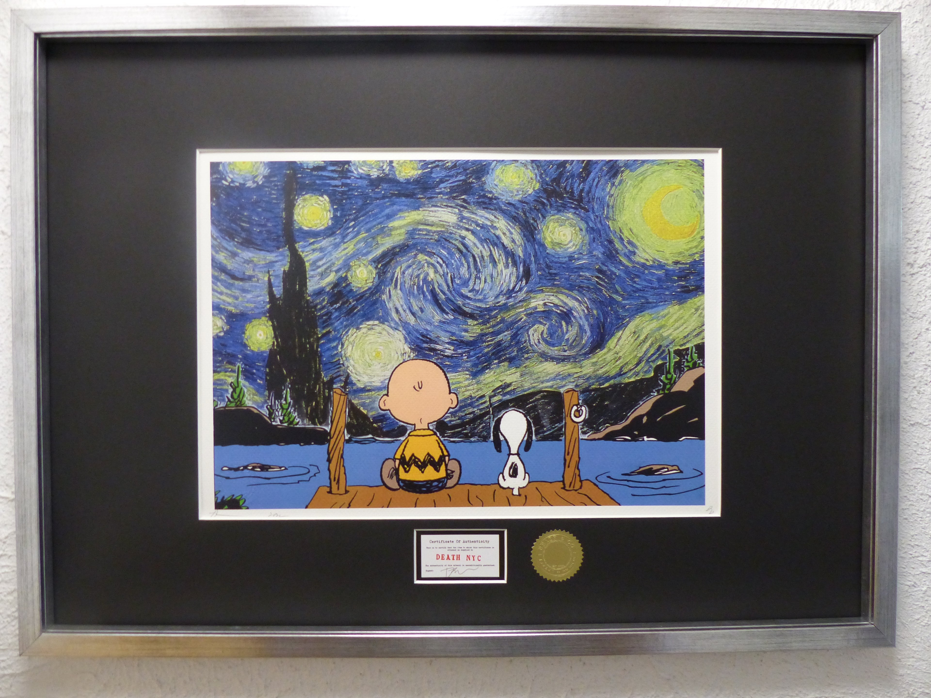 DEATH NYC gerahmte Lithografie ltd edit of 100 "Charly Snoopy" 3D Siegel COA Zertifikat