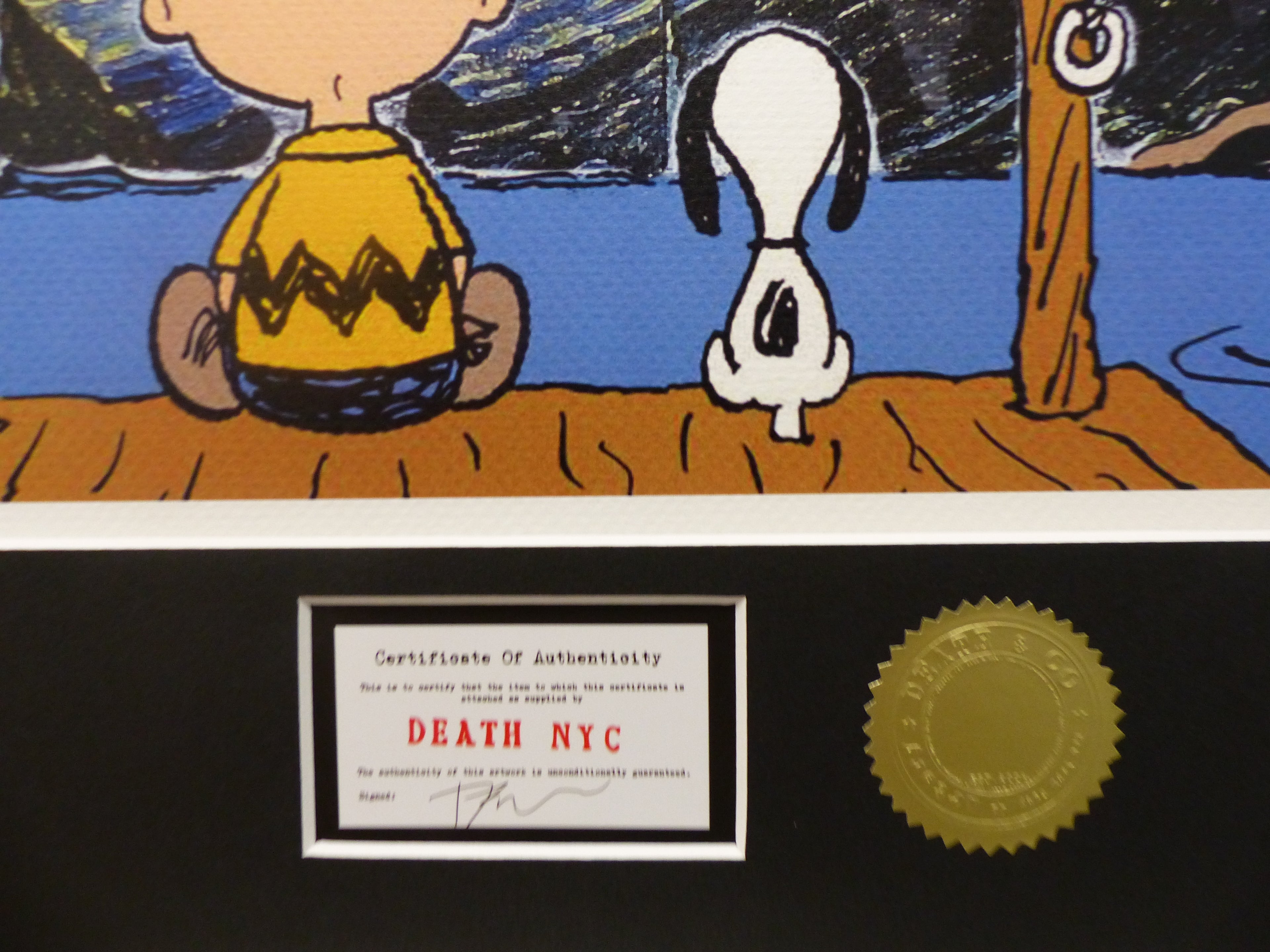 DEATH NYC gerahmte Lithografie ltd edit of 100 "Charly Snoopy" 3D Siegel COA Zertifikat
