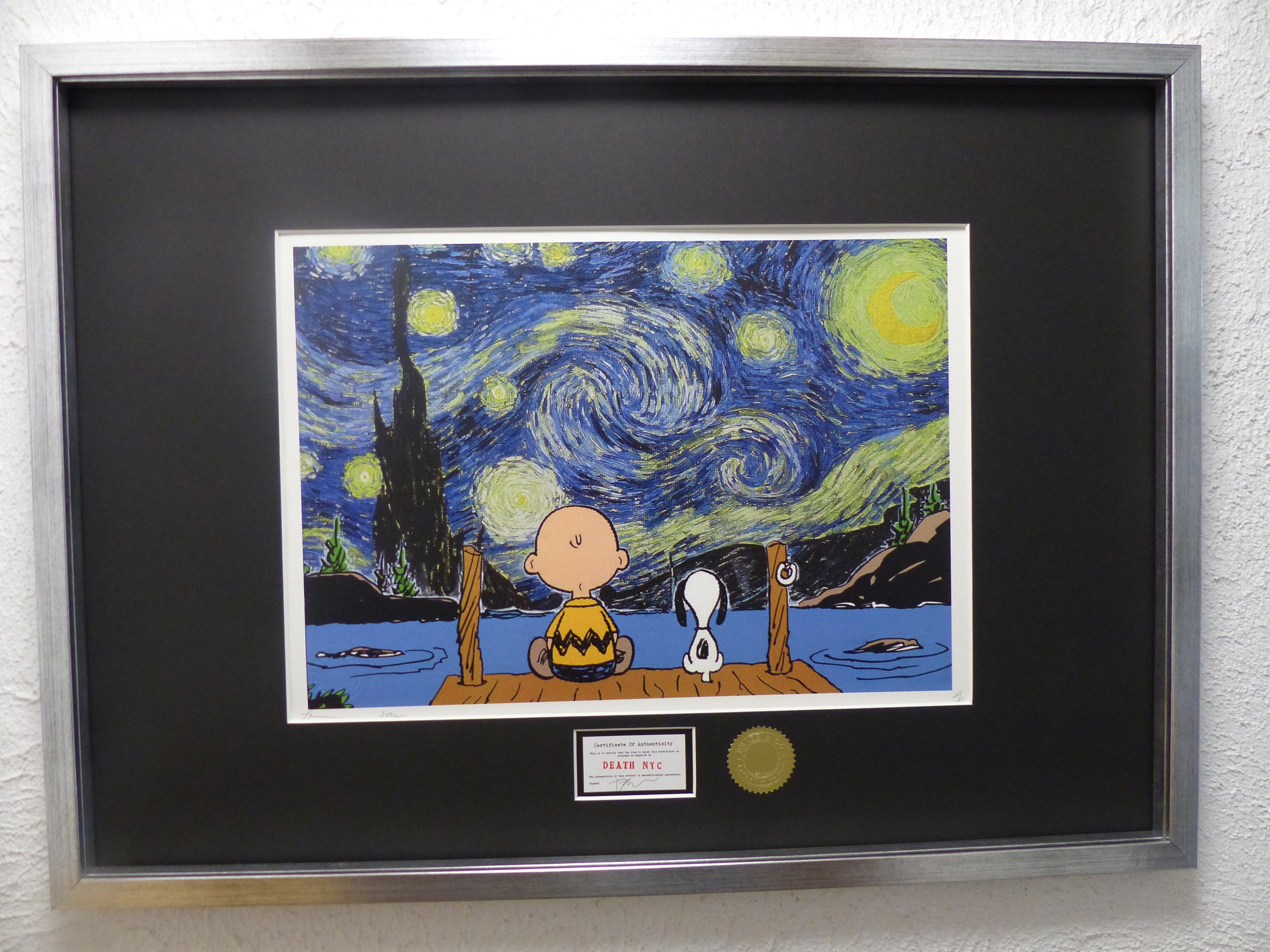 DEATH NYC gerahmte Lithografie ltd edit of 100 "Charly Snoopy" 3D Siegel COA Zertifikat