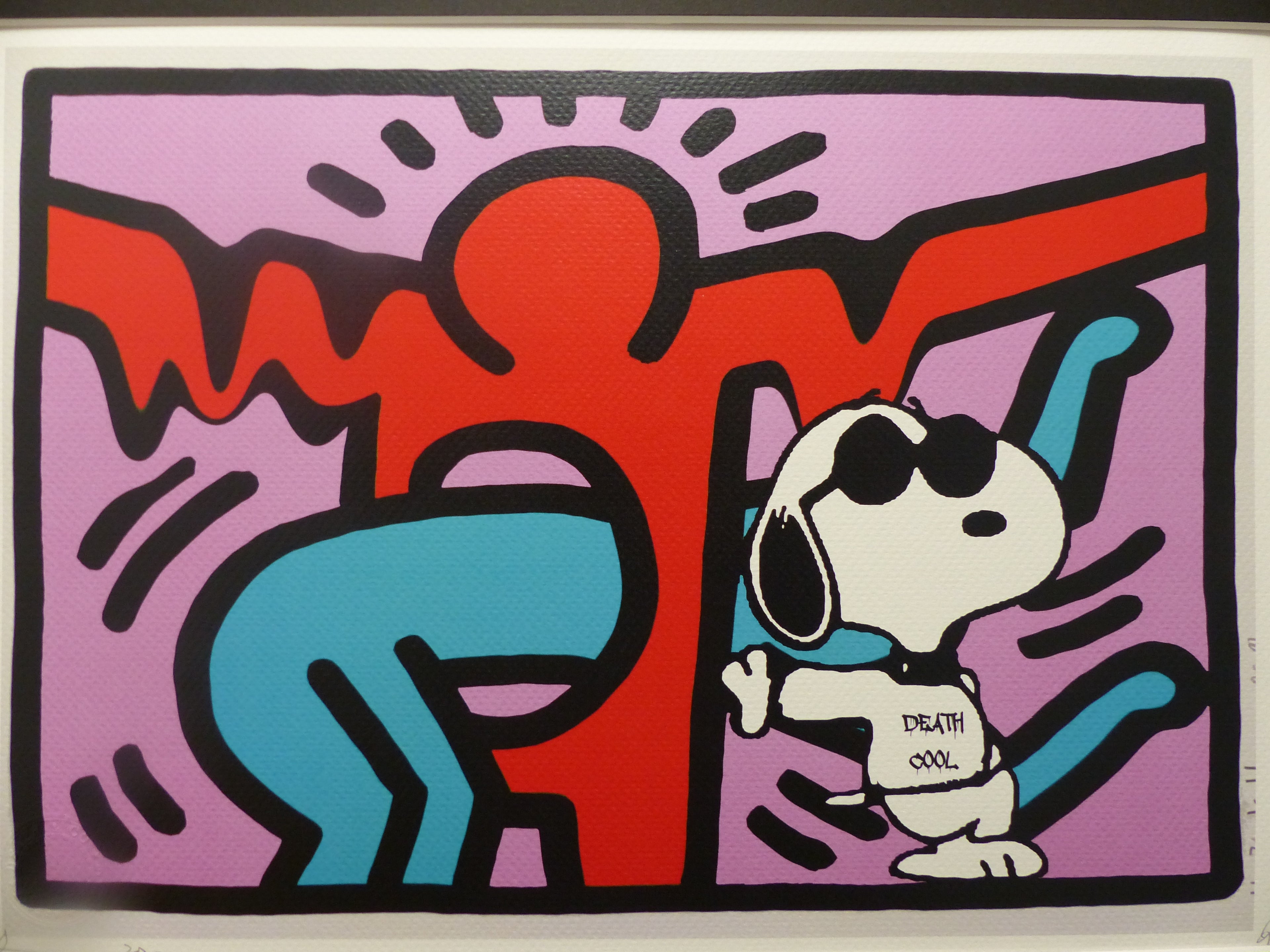DEATH NYC gerahmte Lithografie ltd edit of 100 "Snoopy Keith Haring" 3D Siegel COA Zertifikat