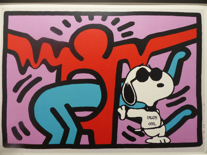 DEATH NYC gerahmte Lithografie ltd edit of 100 "Snoopy Keith Haring" 3D Siegel COA Zertifikat