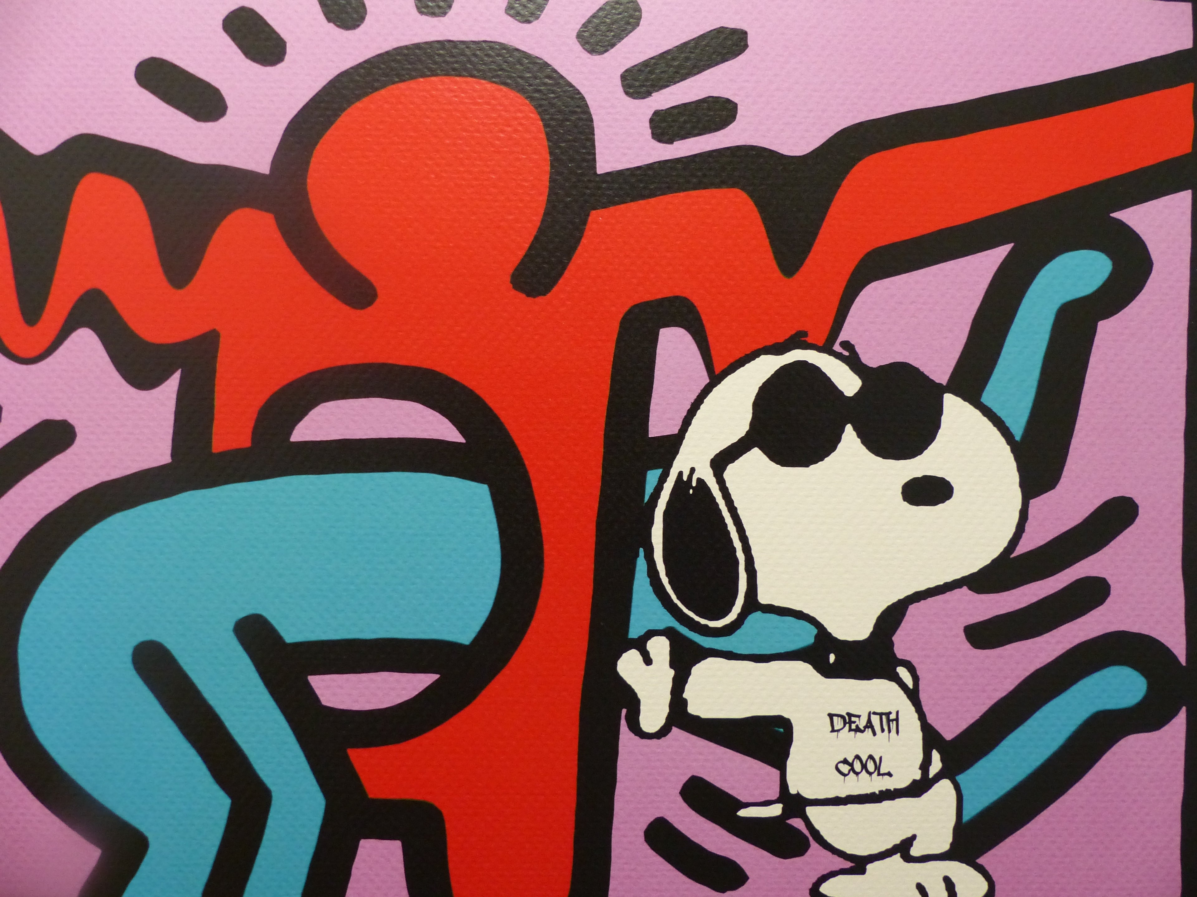 DEATH NYC gerahmte Lithografie ltd edit of 100 "Snoopy Keith Haring" 3D Siegel COA Zertifikat