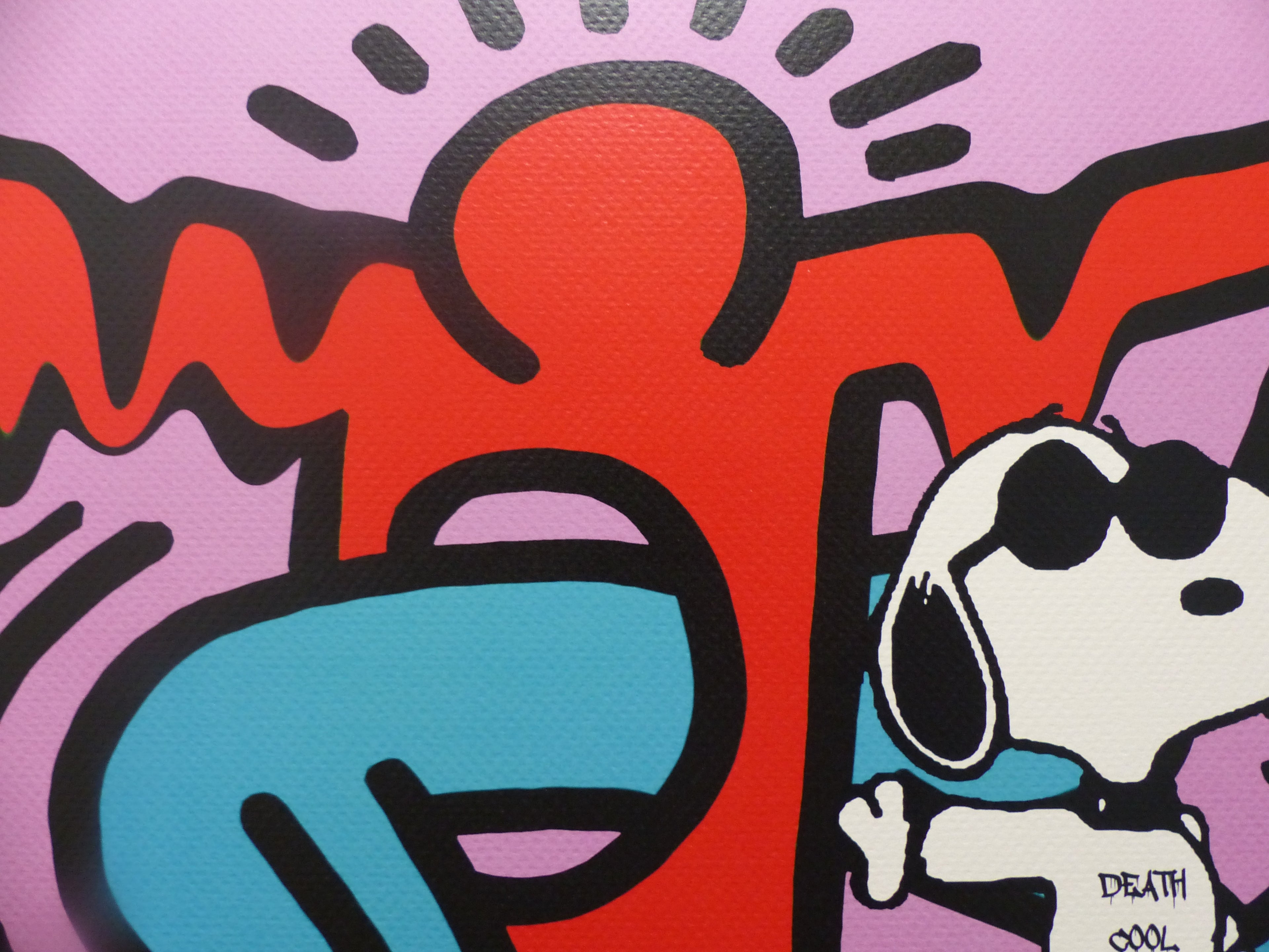 DEATH NYC gerahmte Lithografie ltd edit of 100 "Snoopy Keith Haring" 3D Siegel COA Zertifikat