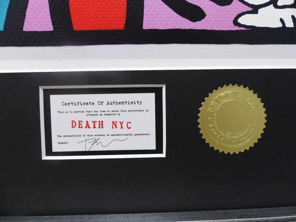DEATH NYC gerahmte Lithografie ltd edit of 100 "Snoopy Keith Haring" 3D Siegel COA Zertifikat
