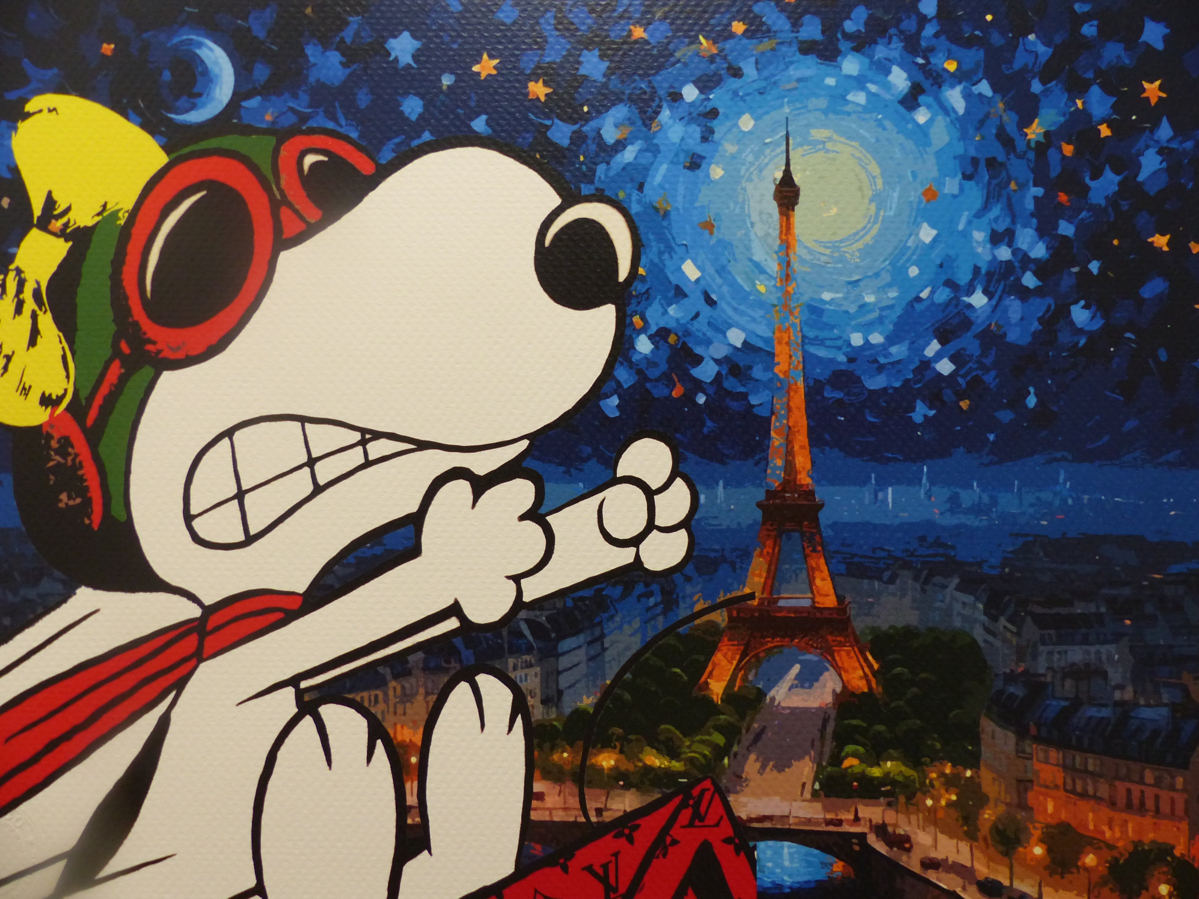 DEATH NYC gerahmte Lithografie ltd edit of 100 "Rage Snoopy by Eiffel Tower" 3D Siegel COA Zertifikat
