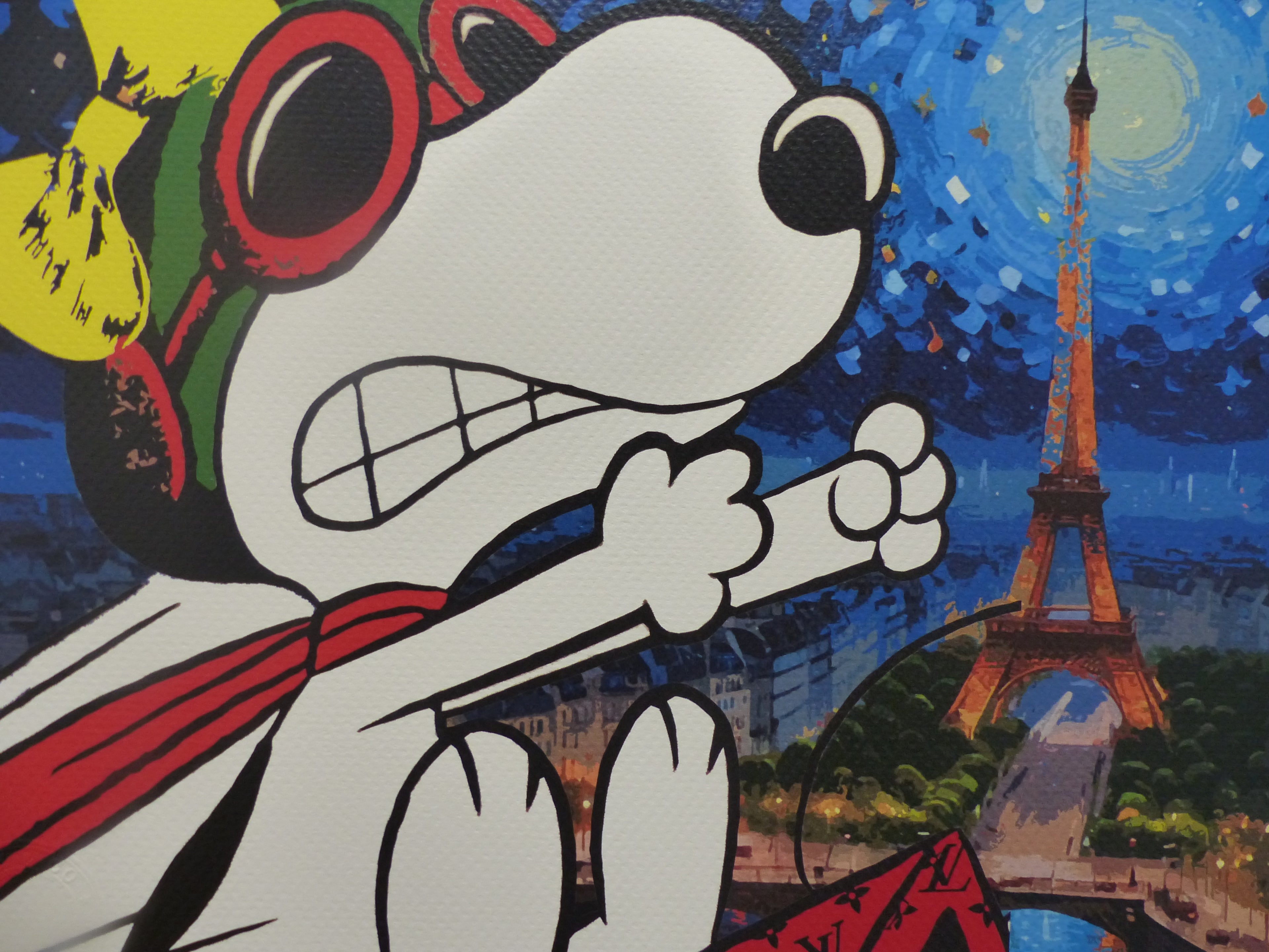 DEATH NYC gerahmte Lithografie ltd edit of 100 "Rage Snoopy by Eiffel Tower" 3D Siegel COA Zertifikat