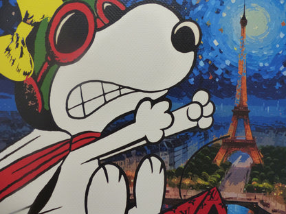 DEATH NYC gerahmte Lithografie ltd edit of 100 "Rage Snoopy by Eiffel Tower" 3D Siegel COA Zertifikat