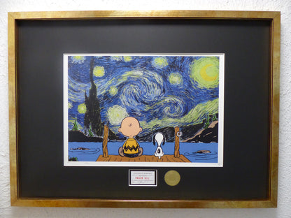 DEATH NYC gerahmte Lithografie ltd edit of 120 "Snoopy Charly with van Gogh background" 3D Siegel COA Zertifikat