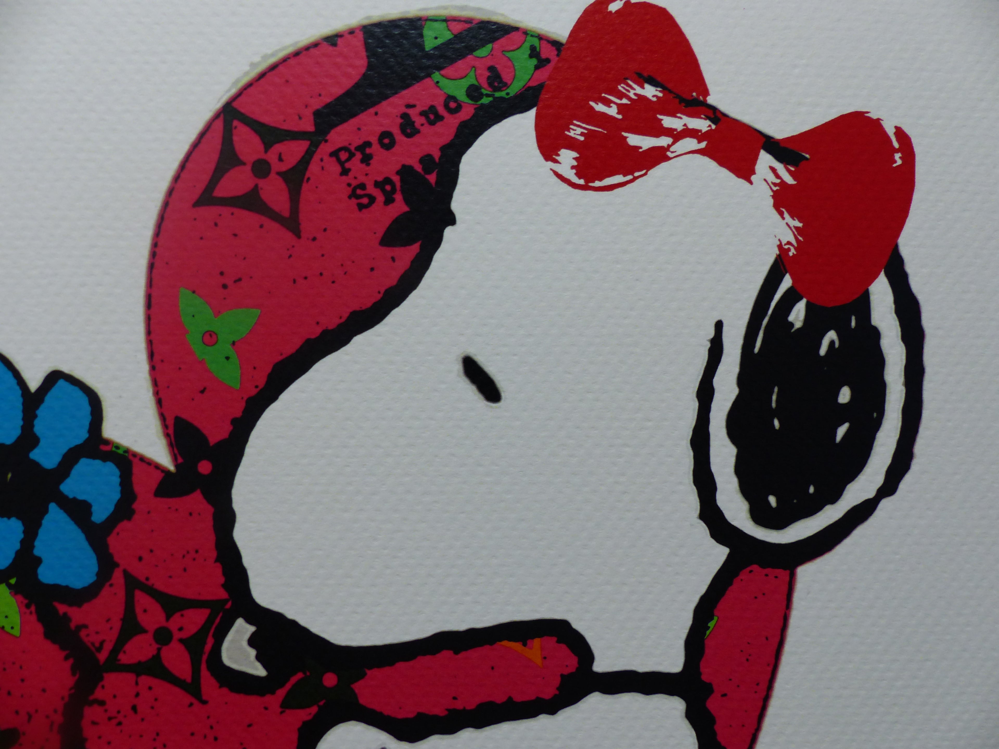DEATH NYC gerahmte Lithografie ltd edit of 100 "Snoopy Woodstock HEART" 3D Siegel COA Zertifikat