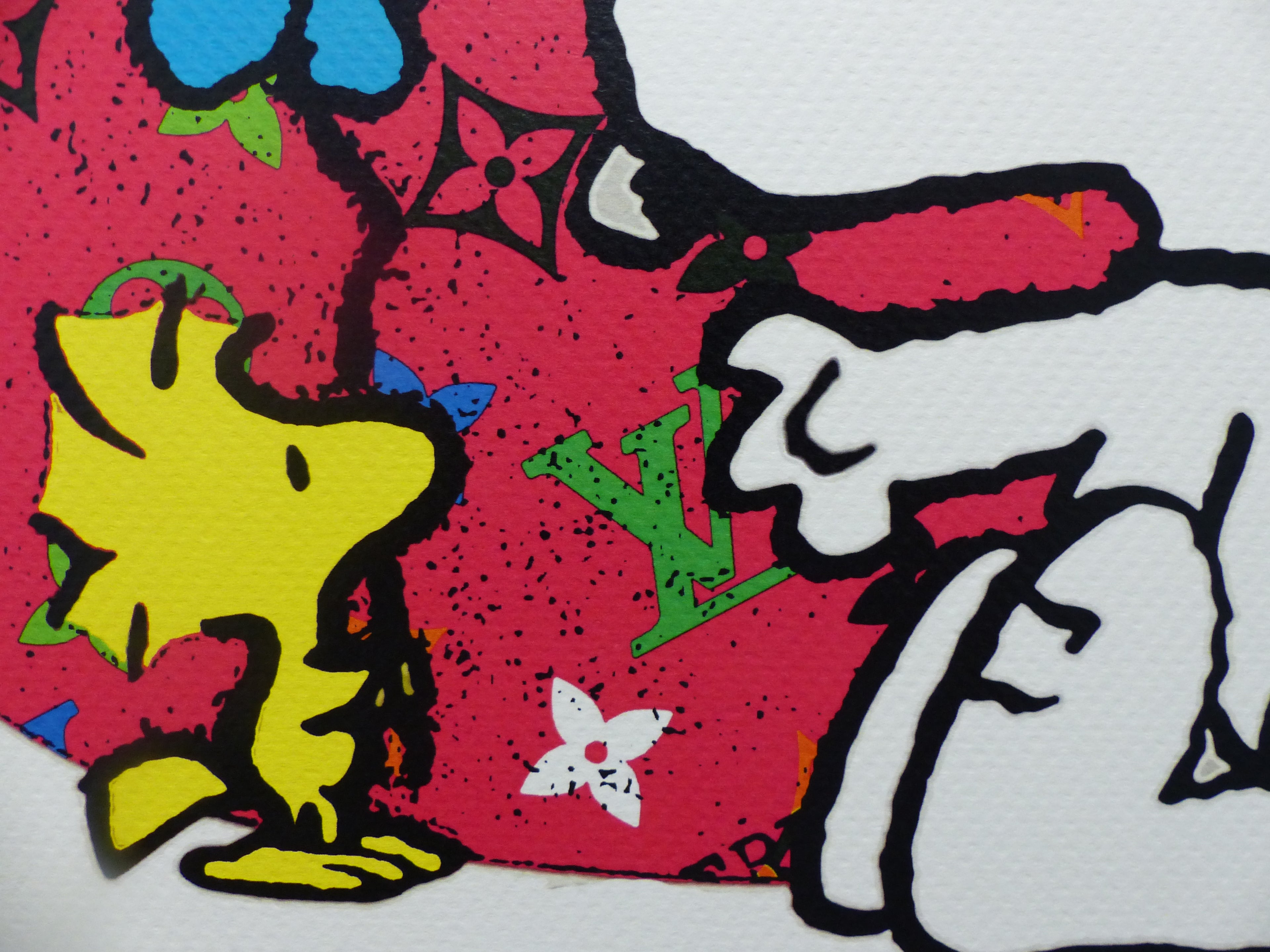 DEATH NYC gerahmte Lithografie ltd edit of 100 "Snoopy Woodstock HEART" 3D Siegel COA Zertifikat