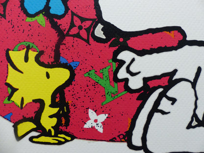 DEATH NYC gerahmte Lithografie ltd edit of 100 "Snoopy Woodstock HEART" 3D Siegel COA Zertifikat