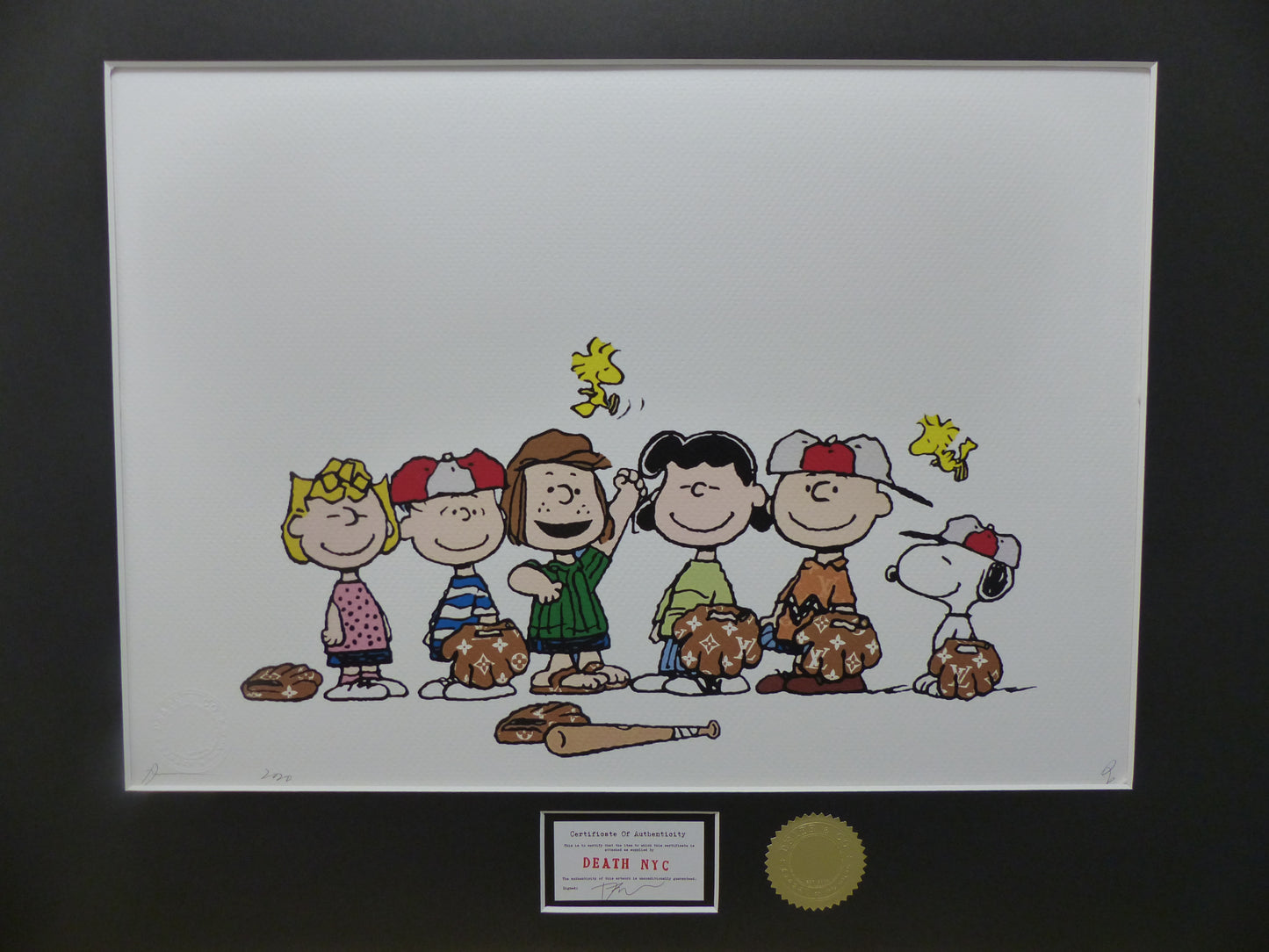 DEATH NYC gerahmte Lithografie ltd edit. of 100 "Snoopy and Friends" 3D Siegel COA Zertifikat